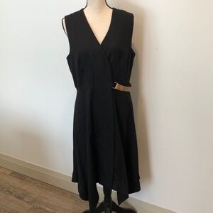 Iris Setlakwe LBD dress cross cut front full zip v-neck SZ 12  EUC